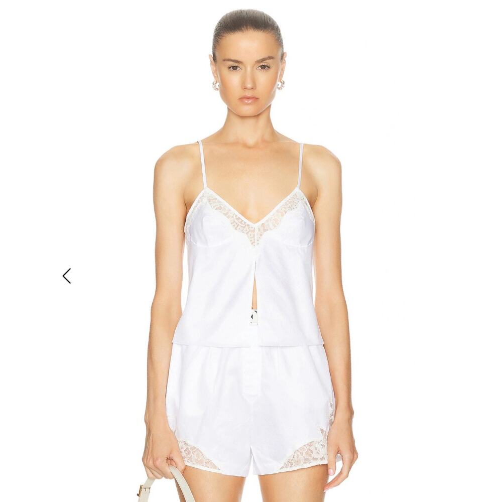 Fleur du Mal White Lace Insert Poplin 100% Cotton Coquette Cami NWT Sz Small